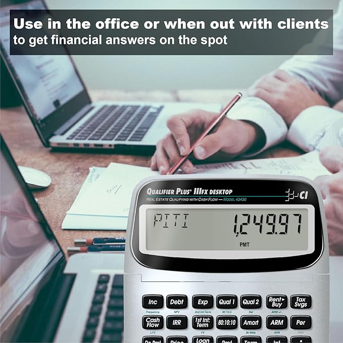 Calculated Industries 43430 Qualifier Plus IIIfx Desktop PRO Real Estate Mortgage Finance Calculator | Clearly-Labeled Keys | Buyer Pre-Qualifying | Payments, Amortizations, ARMs, Combos, FHA/VA, More