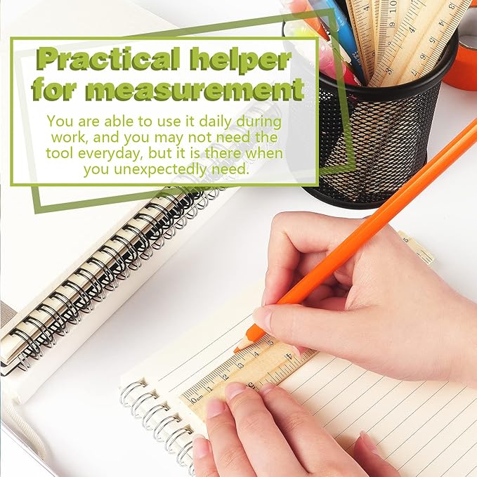 ZZTX 3 Pack Wooden Ruler 6 Inch Rulers Bulk Wood Measuring Ruler for Students Office School Supplies 2 Scale (15 cm)