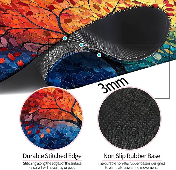 Fantasy Tree of Life Gaming Desk Mat, Computer Keyboard Large Extended Long Abstract Mouse Pad for Office and Home, XL (W04)