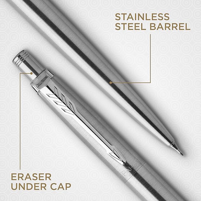 Parker Jotter Mechanical Pencil Stainless Steel with Chrome Trim 0.5mm HB #2 Smooth & Precise Signature Retractable Design Gift Boxed