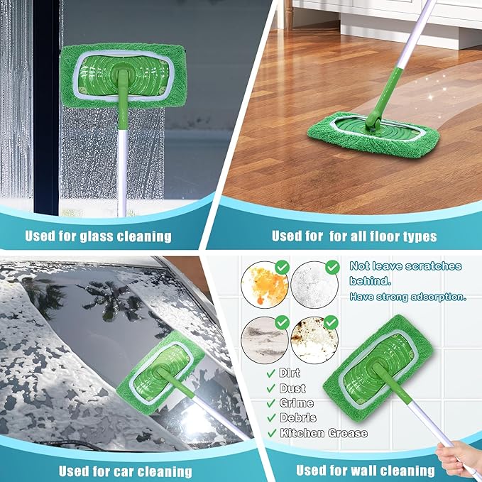 RuannoClean Reusable Mop Pads Compatible with Swiffer Sweeper Mop, Washable Wet Mop Pads Refills, Dry Sweeping Cloths, Microfiber Mops for Floor Cleaning -6 Pack