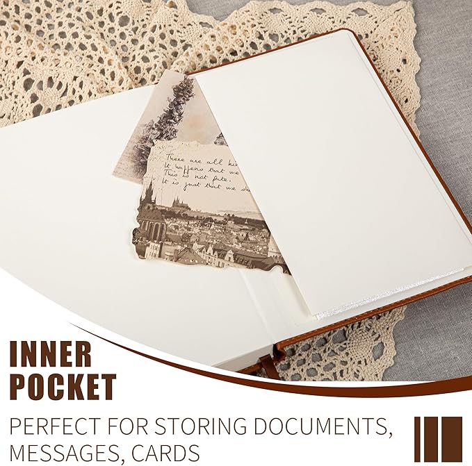 CAGIE Leather Lined Journal Notebooks for Work Tree of Life Journals for Writing, College Ruled Notebook with 256 Pages, 5.7"x8.3", Brown