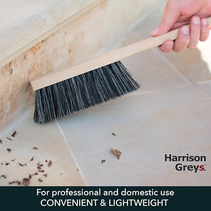14.2" Hand Broom Soft Bristles Cleaning Brush, Dusting Brush with Wooden Handle, Clothes Brush, Handheld Car Broom, Long Counter Dust Brush, Bench Brush
