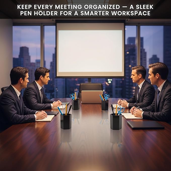 Black Pen Holder for Desk | Hexagonal Acrylic Pencil Holder Organizer for Home, Offices | Multipurpose Acrylic Makeup Organizers, Clear Toothbrush Holder & Pencil Cups for Desk | Stationary Supplies