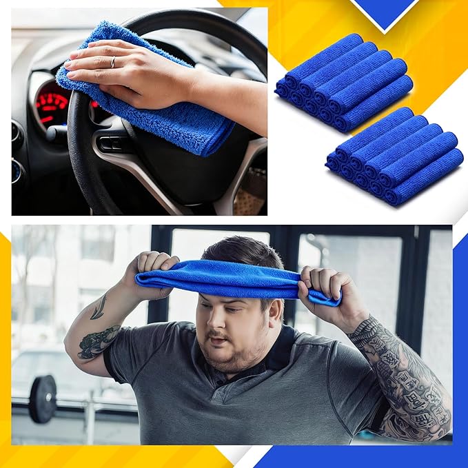 Newwiee 150 Pcs Microfiber Cleaning Cloth 6"x 6" Inch Softer Highly Absorbent Reusable Cleaning Rags for Kitchen Car Glass Home(Blue)