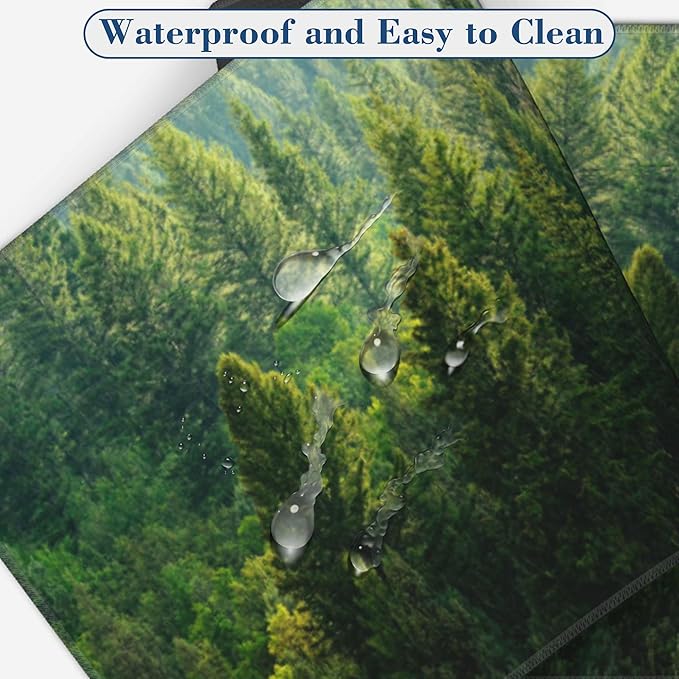 Large Mouse Pad Green Forest Extended Gaming Mousepad Waterproof Desk Pad with Non-Slip Base and Stitched Edge Keyboard Pad XL 11.8 x 31.5 Inch Mouse Mat for Home Office Desk Decor