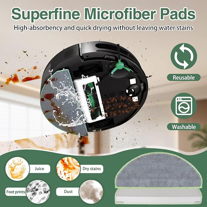 20 Pcs Replacement Parts for iRobot Roomba 104/105 Vac/ 105 Combo/ Q052 Robot Vacuum, Q0520 105 Accessories Include 1 Main Brushes, 4 Filters, 4 Dust Bags, 6 Side Brushes, 4 Mop Pads