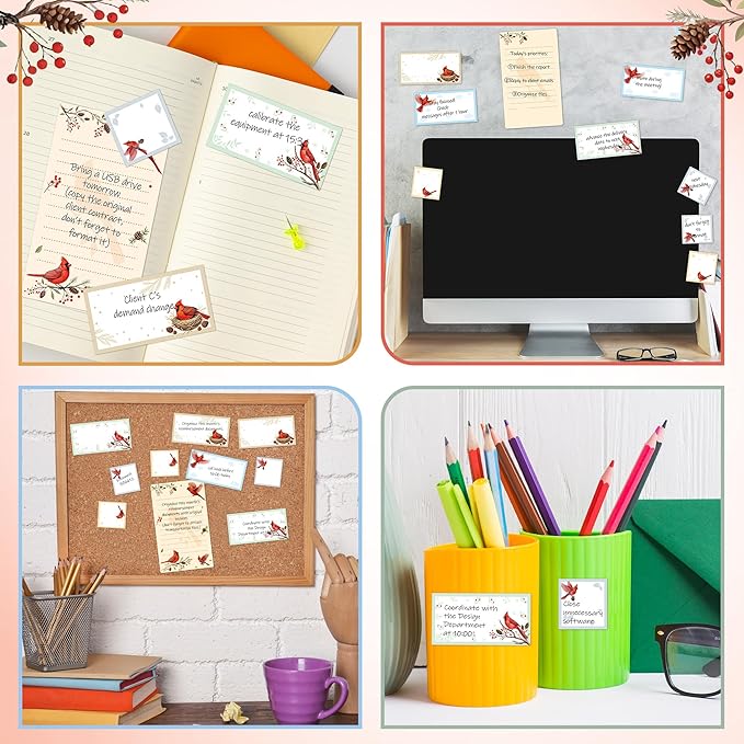 B1ykin Sticky Notes Set, Animal Theme Cute Self-Stick Notes Pad Teacher Appreciation Gifts， Self-Adhesive Writing Memo Pages Sticky to Do Notepad for Kids Employee School Office (Cardinal)