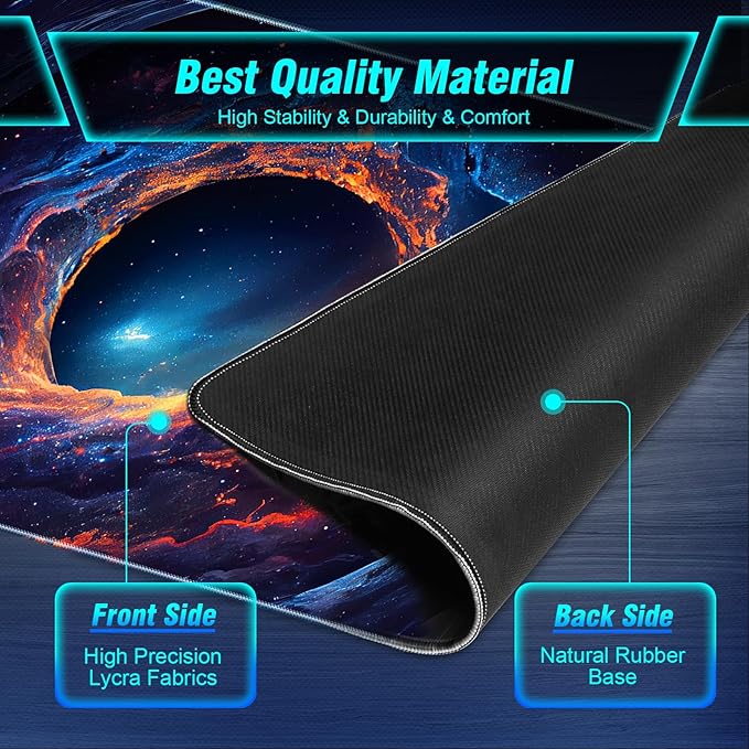 Space Nebula Theme Gaming Mouse Pad, Cool Style Mouse Pad, Comfortable Rebound Smooth Fabric Surface & Non-Slip Rubber Base, Excellent Control & Stability Gaming Desk Mat