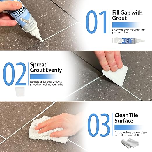 Floor-Fix Pro - Twist & Grout Repair Kit - Premixed & Waterproof Fast Tile Grout Reviver - Bathroom, Shower, Kitchen (Cream, 8.8 Fl Oz)