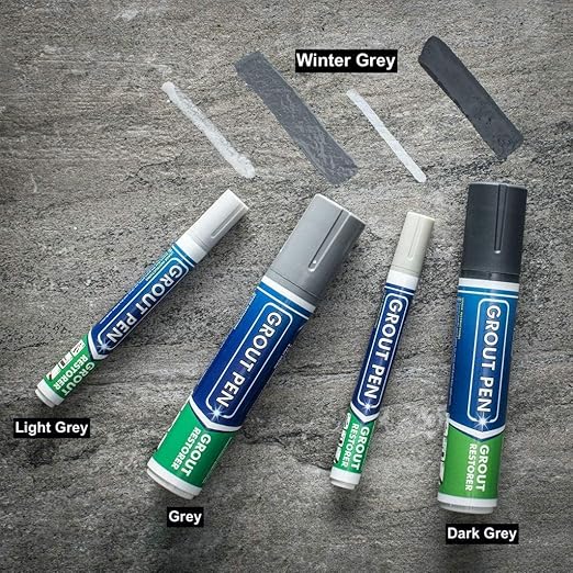 Grout Pen Tile Paint Marker: Waterproof Grout Paint, Tile Grout Colorant and Sealer Pen - Winter Grey, Narrow 5mm Tip (7mL)