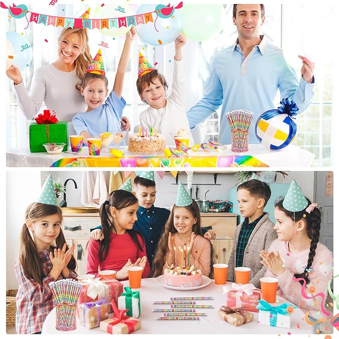 48 Pcs Happy Birthday Pencils Colorful Birthday Pencil for Students Teacher Wooden Pencils with Erasers Birthday Party Supplies, 6 Style(48)