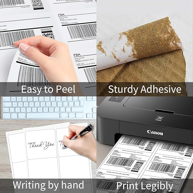 6 UP Labels, 4" x 3-1/3" Shipping Address Labels for Laser Inkjet Printer, Self Adhesive, Blank Mailing Ssticket Paper (1000 Sheet=6000)