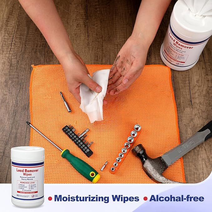Nuanchu 1 Pack Lead Remover Wipes for Shooting 60 Count Per Canister Hand & Surface Cleaning Wipes Effectively Removes Lead, Dust, Oil & Grime Disposable Wipe for Mechanics Construction Diy (Classic)