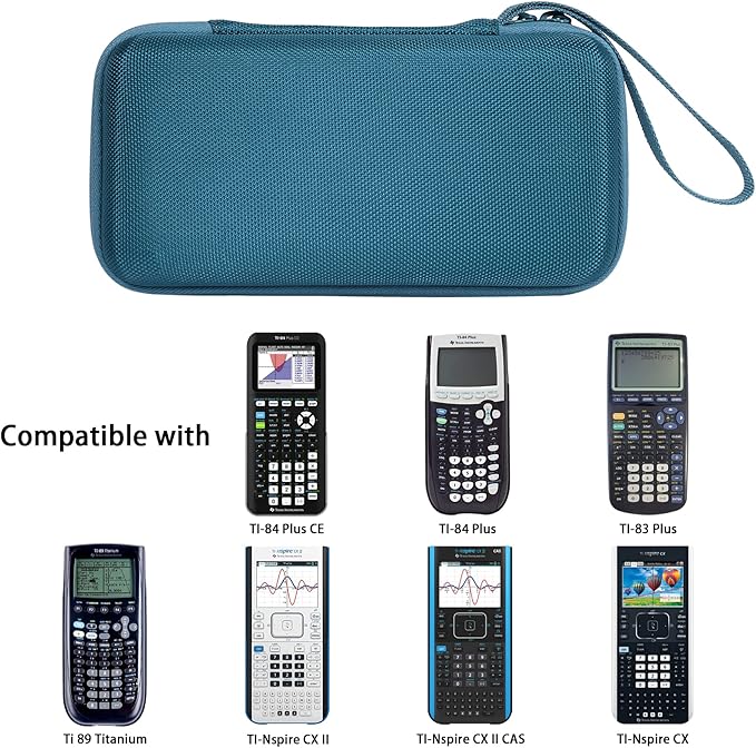 co2CREA Carrying Case for Texas Instruments TI-84 Plus CE Python Enhanced/TI-84/TI-Nspire CX II CAS/TI-Nspire CX II/TI-83 Plus/TI-89 Titanium/TI-85/TI-86 Color Graphing Calculator, Teal Case