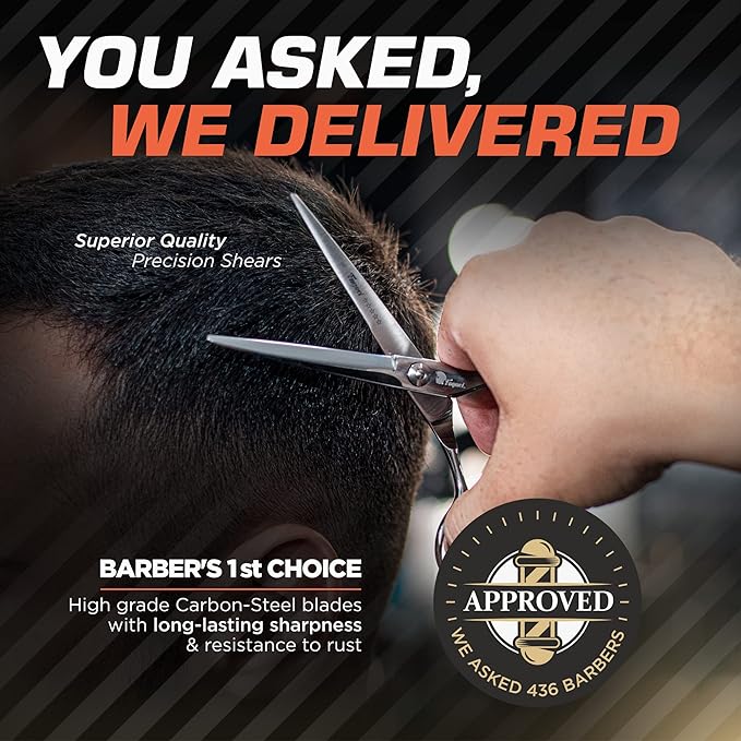 Fagaci Left Handed Hair Cutting Scissors 6 Inch with Extremely Sharp Blades, 440C Steel Hair Cutting Scissors, Durable, Smooth Motion & Fine Cut, Barber Scissors with Elegant Sheath