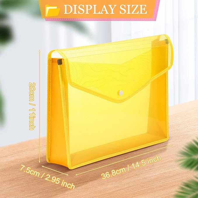 B4 Plastic Expanding File Folders Wallet for School Classroom Envelope File Folder Document Organizer Colorful Receipt Organizer with Snap Closure for Office(Mixed Color,14 Pack)