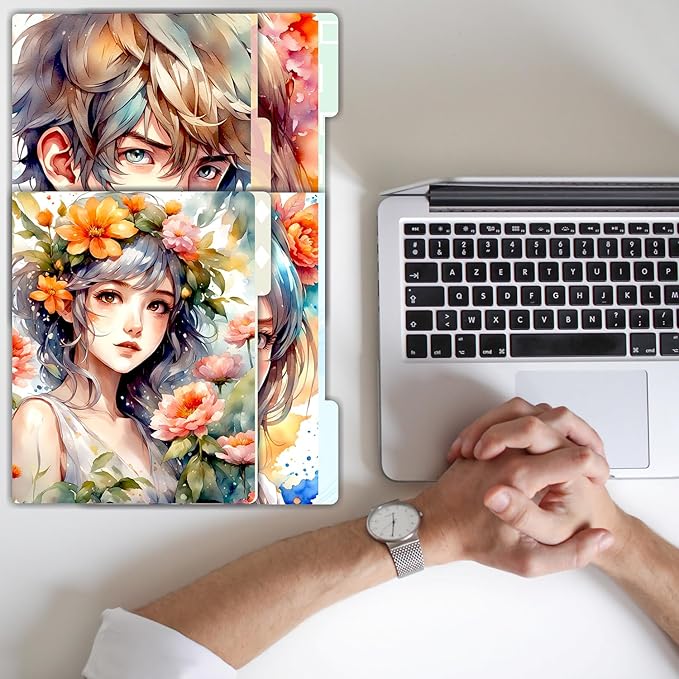 PARTH IMPEX 12 Pack Decorative File Folders, 1/3 Cut Tab with Assorted Positions, Letter Size Paper Holders (9.75” x 11.75”) Matte Finish Laminated for Office School Work - Anime Design