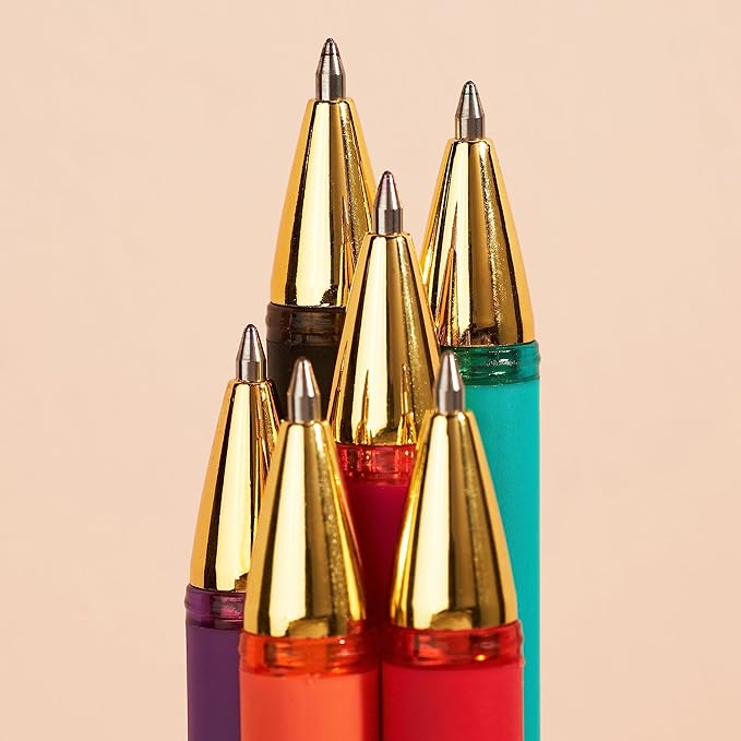 Erin Condren 6-Pack Colorful Gel Pens - Gem Tones -Gel Pen Ink Including Colors Red, Fuchsia, Orange, Purple, Aquamarine, Black and More! Perfect for Coloring and Writing