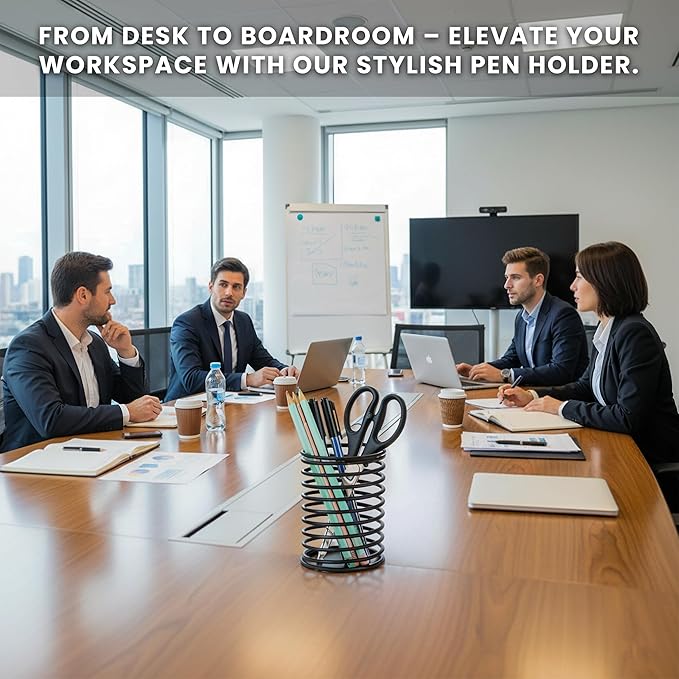 Wire Pencil Holder for Desk | Spring Shaped Pen Cup Holder & Pencil Cup Organizerfor Desk | Multipurpose Cute Pen Holders & Countertop Toothbrush Holders | Unique Stationary Organizer for Desks