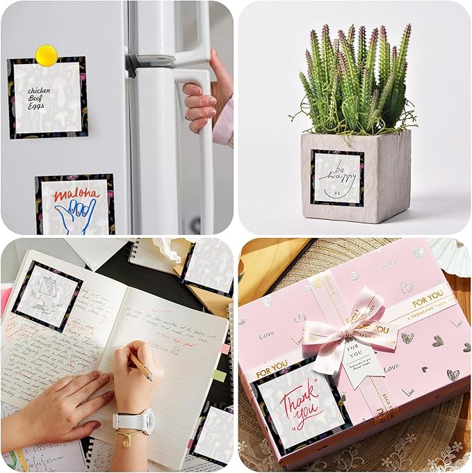 Sticky Notes, 2 Pads, 3x3 inches, Cute Colorful Fun Self-Stick Note Pads, Easy Post, Strong Adhesive Notepad Black Mushroom Doodle