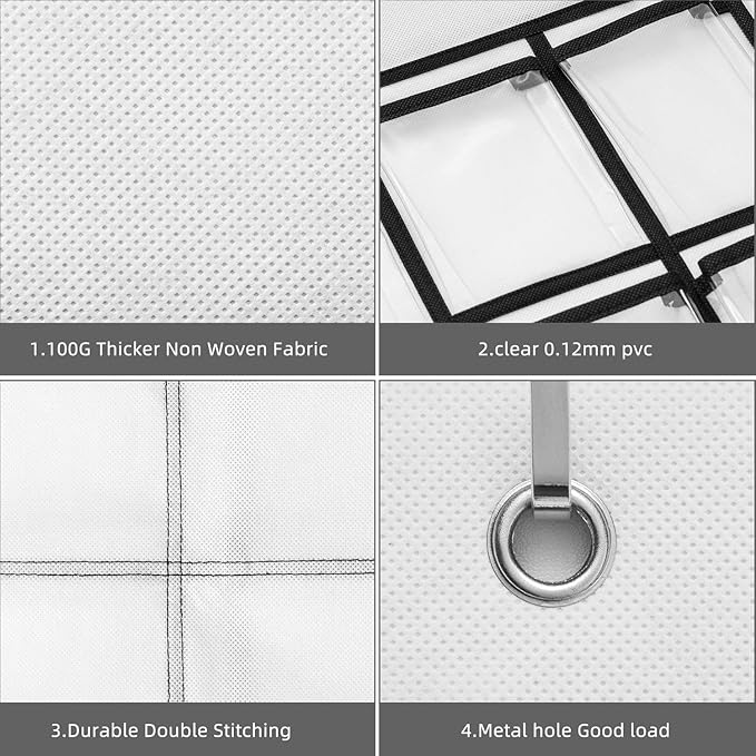 36 Clear Pockets Classroom Pocket Chart for Cell Phones, Pocket Chart for Calculator Phone Holder with 36 Number Stickers and Hooks (White)