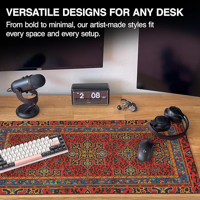 MPCO. Arabic Textiles Large Gaming Desk Pad - 36" x 17" Duraglyde Fabric Goldenrod Desk Mats - Non-Slip, Washable, Smooth Glide for Precision Gaming & Work