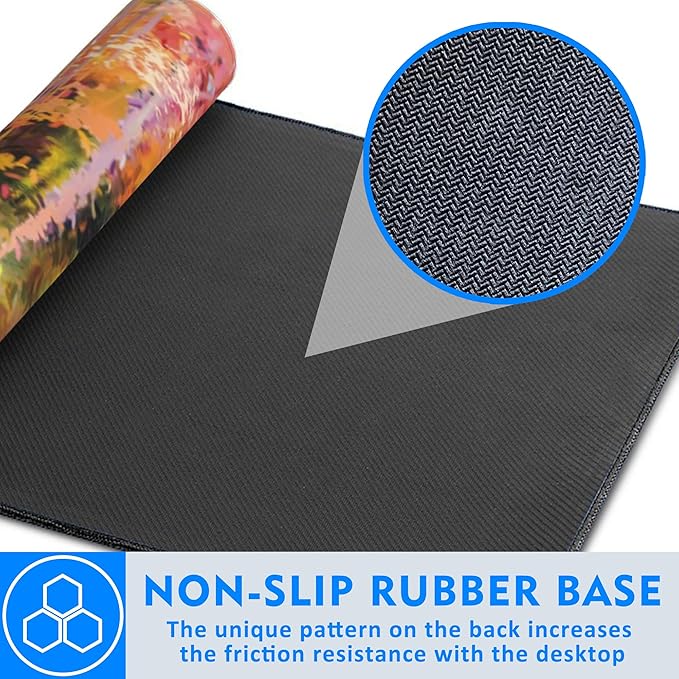 Impressionist Yellow Forest Extended Large Mouse Pad,Large Gaming Mouse Pad,Extended Big Desk Mat Keyboard Pad,Waterproof Non-Slip Desk Mat for Home Office and Gaming 35.4x15.7 Inch