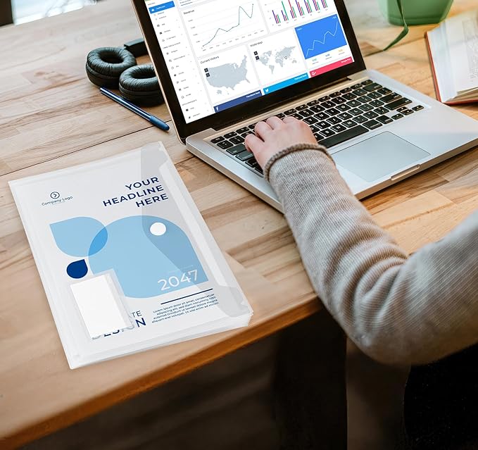 ABSOFINE 48 Pack Plastic Envelope File Folders, Transparent Folders for Documents A4 Letter Size with Label Pocket for School Home Work Office Organizer, Hook & Loop Closure, 100% Clear, Easy Storage