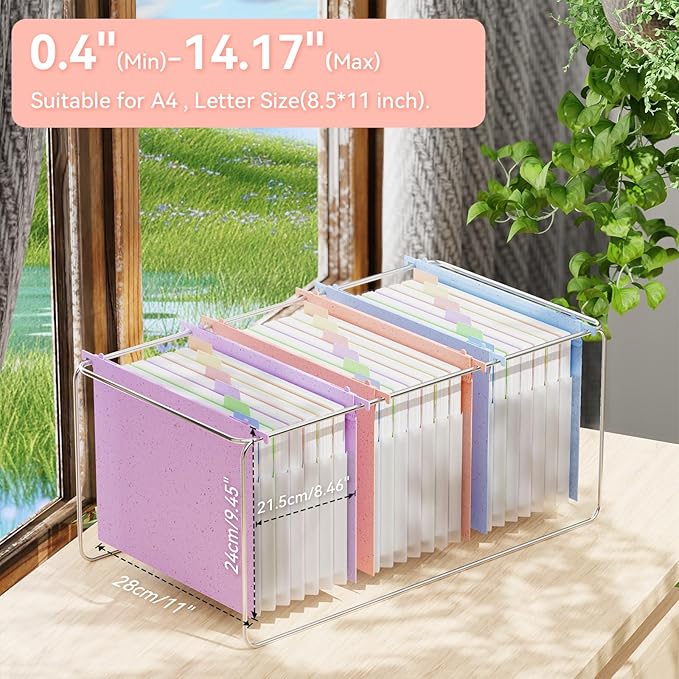 ANSOOK Wheat Straw Large Capacity Hanging File Folders Letter Size,7 Expansion 1.2" Accordion Pockets,3 Pack File Cabinet Folders with Tabs, Natural Colored File Folders for Home and Office Bulk File