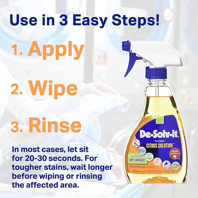 Orange-Sol De-Solv-It Citrus Solution - Odor & Stain Remover for Cloth, Wood, Glass & More, 12-Ounce