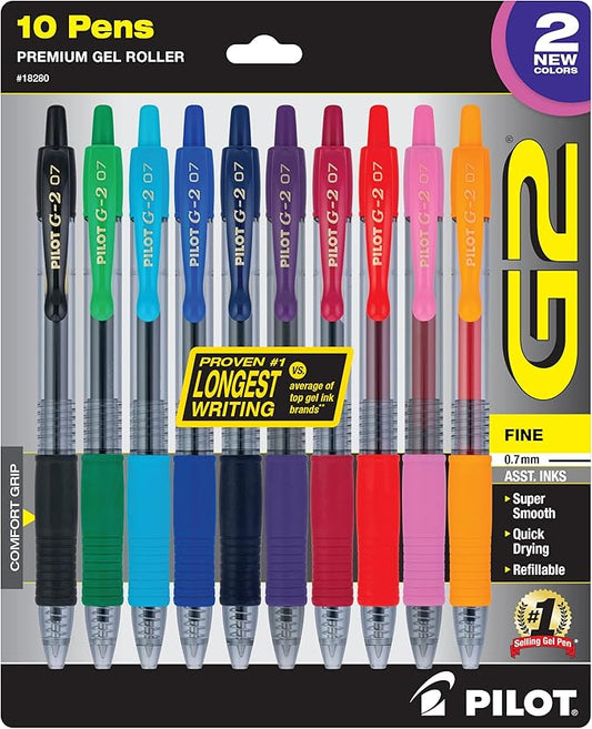 PILOT G2 Limited Edition Harmony Ink Collection Retractable Gel Pens, 0.7mm Fine Point, Gel Pen Set, Assorted Ink, G2 Gel Pen - Ideal for School, Journaling, and Office Writing