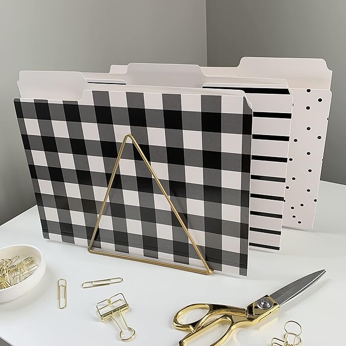 Cute File Folders, Set of 24 3-Tab Letter Size Decorative File Folders Boho Manilla 8.5 x 11 – Pretty Designer Home Office School Supplies (Harmony)