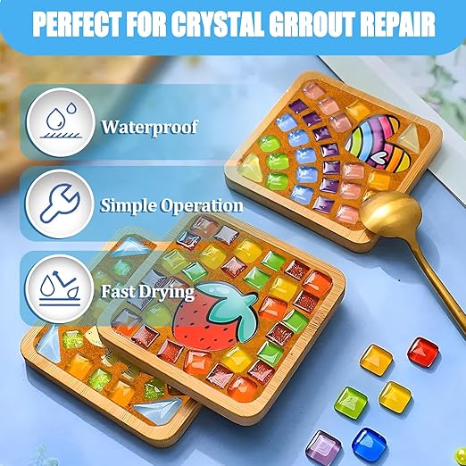 OOTDART Mosaic Crystal Grout, Mosaics Tile Tools, Mosaic Tile Accessories – Essential for Handmade Grouting and Perfect for DIY Craft Projects (Orange, 8.8oz)