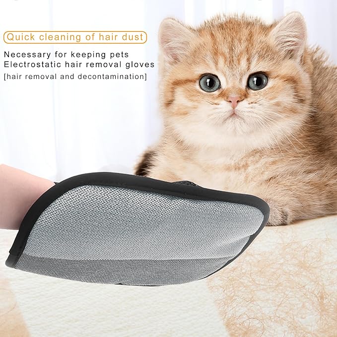 Woleigiao 2 PCS Pet Hair Remover Glove Reusable cat and Dog Hair Remover Static dehairing Gloves for Sofas, Furniture, Carpets, car Seats, pet Grooming cat and Dog dehairing Tools
