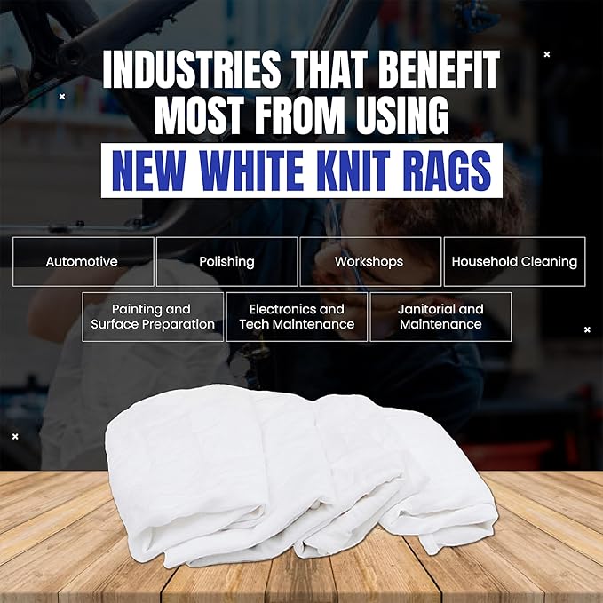 SupremePlus Premium White T-Shirt Cleaning Rags (10 lbs. Compressed Box of Rags) – White Cotton Cloths for Cleaning, Staining, Painting, Oil, Grease & Dust Removal