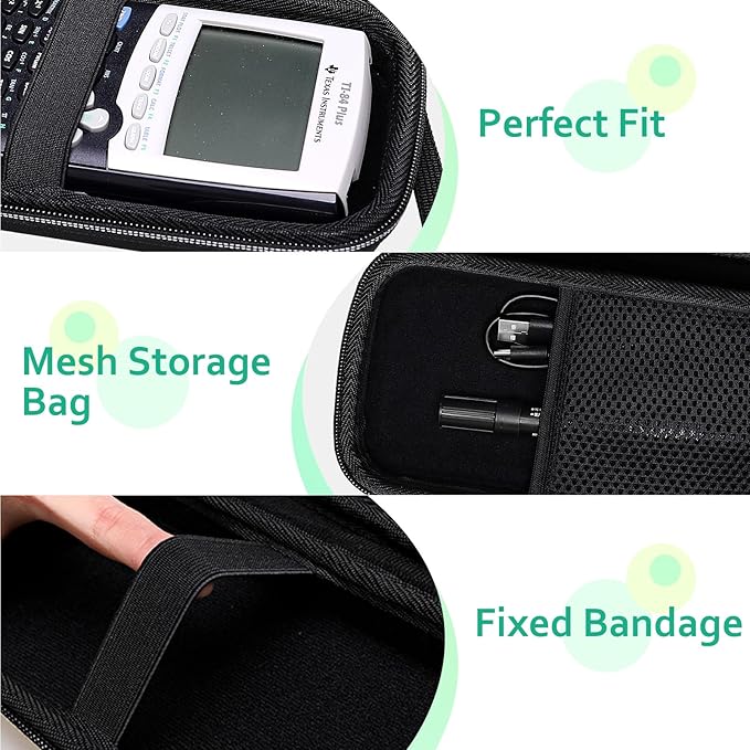 Calculator Case Compatible with Texas Instruments TI-84 Plus CE/TI-84 Plus/TI-Nspire CX II CAS/TI-Nspire CX II/TI-83 Plus/TI-89 Titanium/TI-85 / TI-86 Color Graphing Calculator by XANAD(Black)