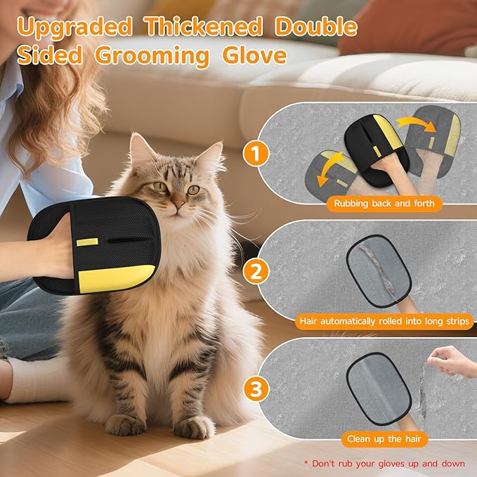 Ulyuhoda Pet Hair Remover - 2025 New Electrostatic Magic Brush Pet Hair Remover Glove, Reusable Cat & Dog Hair Remover Tool for Clothing, Couch, Furniture, Carpet, Car Seat, Cat Grooming Glove, 1 PCS