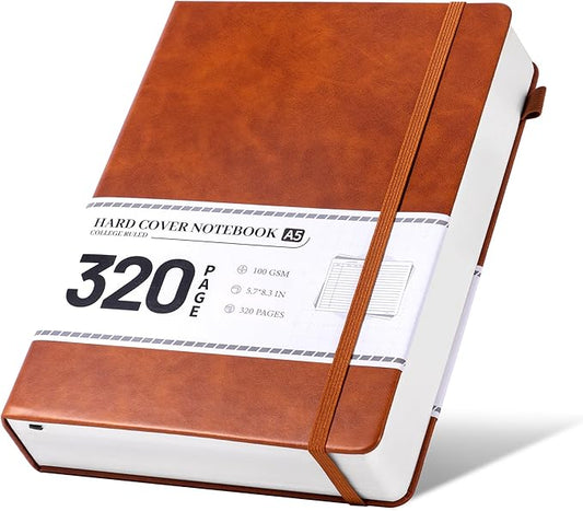 CAGIE Journal Notebook for Men Women- Brown Journaling Notebooks Journals Leather for Writing Work Diary A5 Hardcover Thick