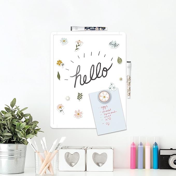 U Brands Contempo Magnetic Dry Erase Board White Board Kit, Set of 19, 11” x 14”, Fall Floral, Includes Magnets, Markers