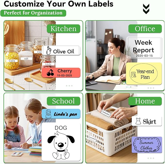 Label Maker Machine with Tape - Mini Sticker Printer Bluetooth Label Printer for Home Office Organization, Portable Thermal Sticker Maker Print Pod with Multiple Templates for Phone