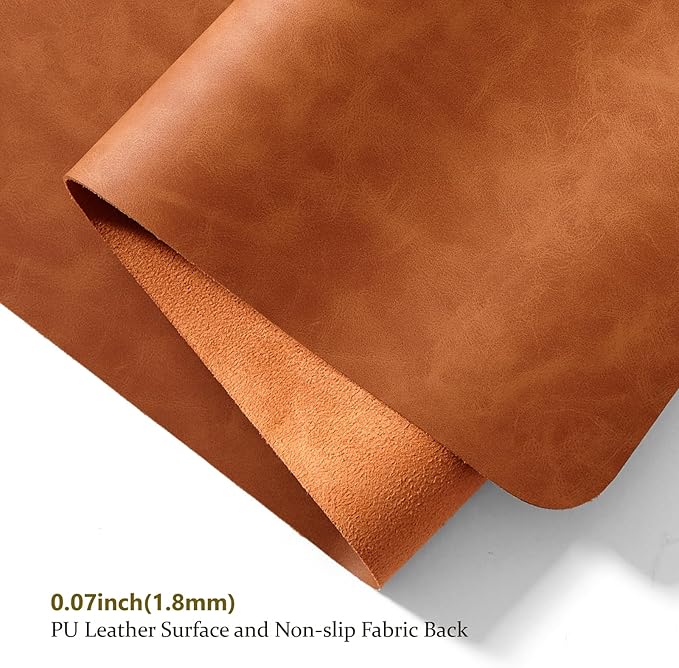 Distressed Leather Desk Mat - Non-Slip PU Desk Pad for Office and Home - Desk Organization and Accessories - Ideal for Large Mouse Pad and Desk Mats on Top of Desks(Tan,31.5"x 15.7")