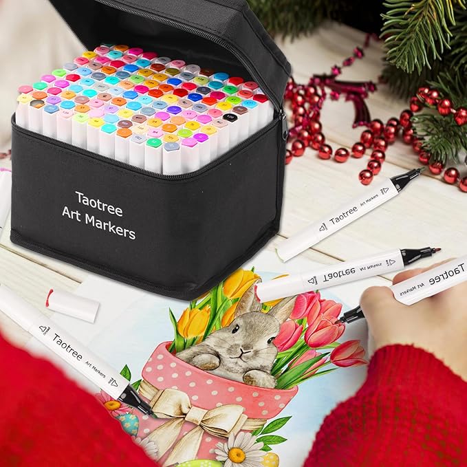 Taotree Alcohol Markers 80 Colors Dual Tips Art Markers Sketch Pens Set, Art Supplies Kit, Drawing Pens Set for Adult Coloring Books Painting, Sketching, Gifts for Teens Girls Boys Kids Artists