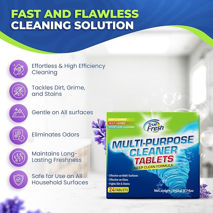 True Fresh Washing Machine Cleaner Tablets 15 pack & Multi-Surface Cleaner Tablets 24 pack – Ultimate Combo for All Types of Washers & Home Surfaces