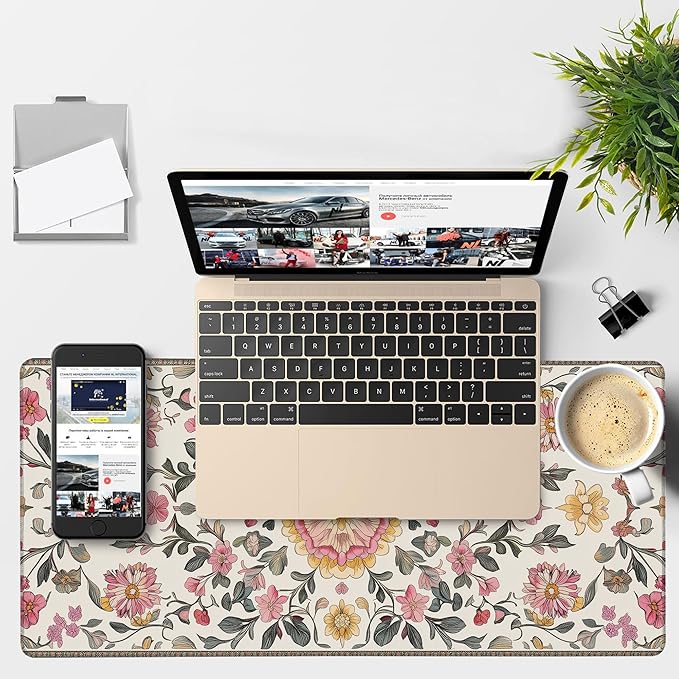 Elegant Carpet Gaming Mouse Pad 3mm Thick Stitched Edge Waterproof Non-Slip Large Computer Keyboard Mouse Mat,Suitable for Office Entertainment Decorative Desk Pad 35.4 x 15.7 Inches