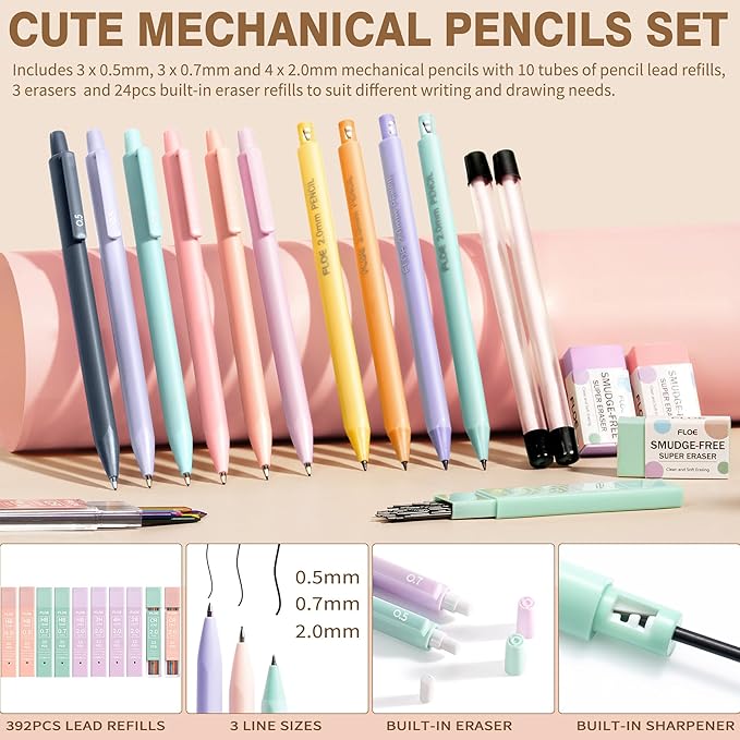 62PCS Aesthetic School Supplies, Cute Back to School Supplies College Essentials Preppy Stationary Set with Large Pencil Pouch Case, Pastel Highlighters Gel Pens Mechanical Pencils for Student Girls