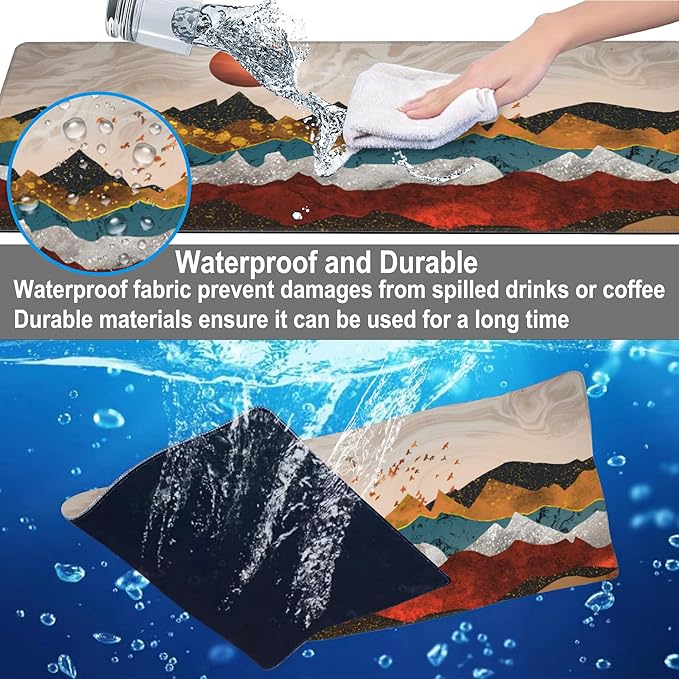 Mouse Pad, Large Colorful Precious Mountains Desk Mat, Extended Non-Slip Gaming Keyboard Mousepad Desk Pad, Thick Stitched Edges Waterproof Mouse Mat 31.5"x15.7" (Beautiful Landscape)