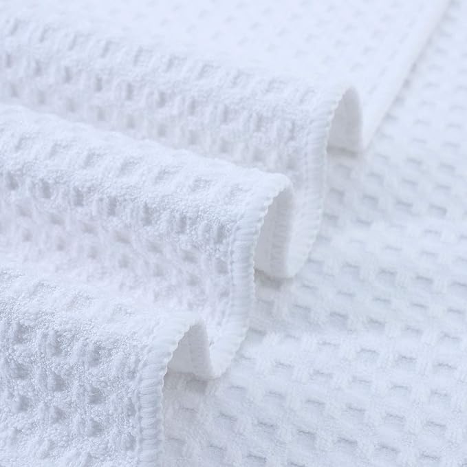 POLYTE Ultra Premium Microfiber Kitchen Dish Cloth Waffle Weave, 8 Pack (12x12 in, White)