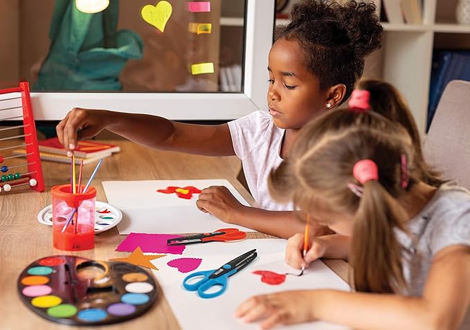 Better Office Products 18 Piece Decorative Edge Craft Scissors, 18 Colors and Edge Designs, 6 Inch Length, 2.5 Inch Blades, Assorted 18 Count Edger Scissors