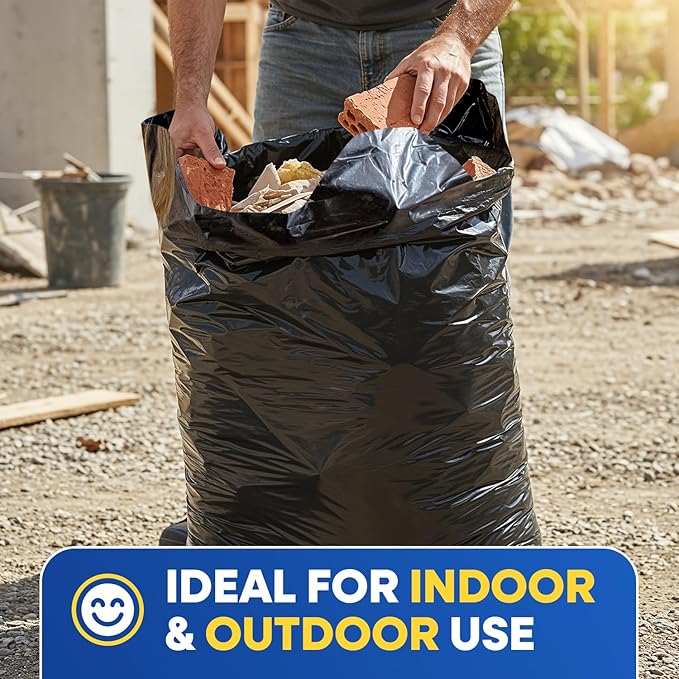 Contractor Bags 42 Gallon 3 Mil with Flap Ties Heavy Duty Trash Bags for Industrial Commercial Use 32 x 45 Yard Waste Bags, Black Pack of 120, 6 Boxes of 20 Bags